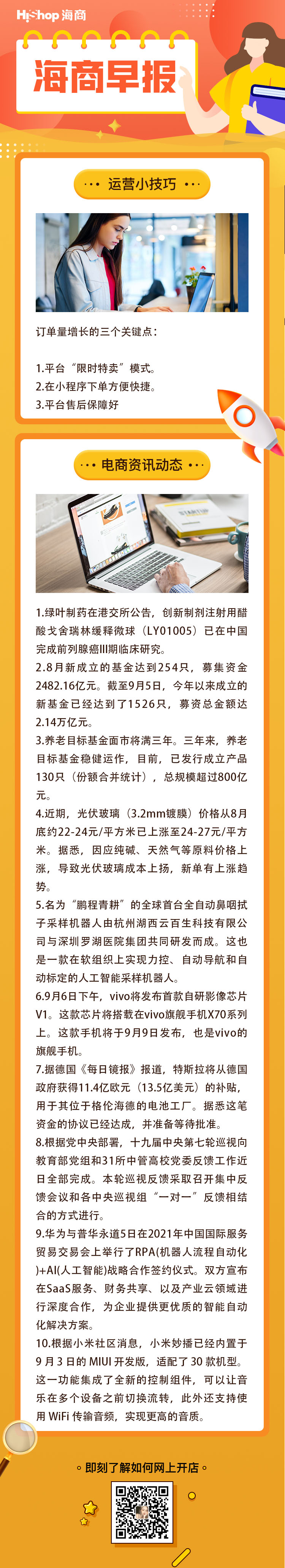 HiShop电商早报——2021年9月6日