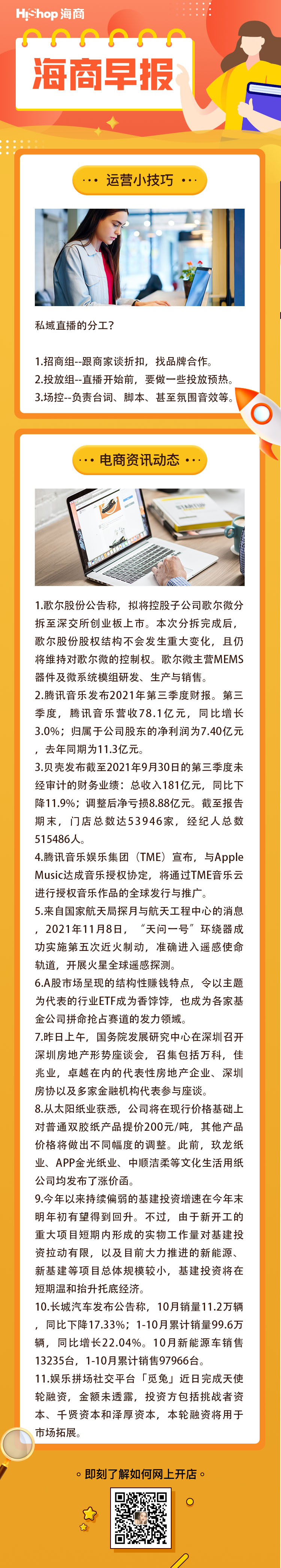 HiShop电商早报——2021年11月9日
