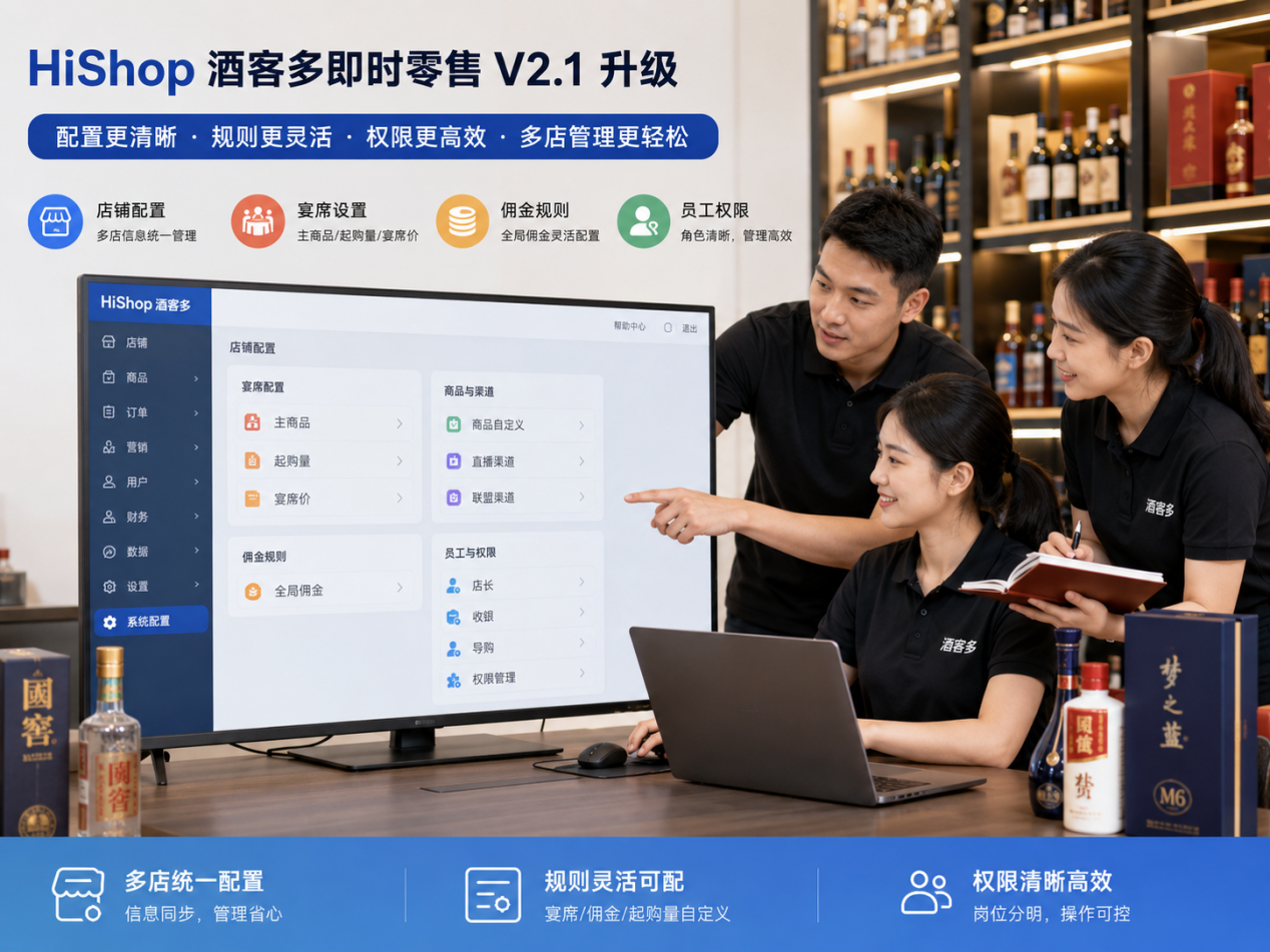 【重磅更新】HiShop酒客多即时零售V2.1版本:配送、结算和权限再度升级
